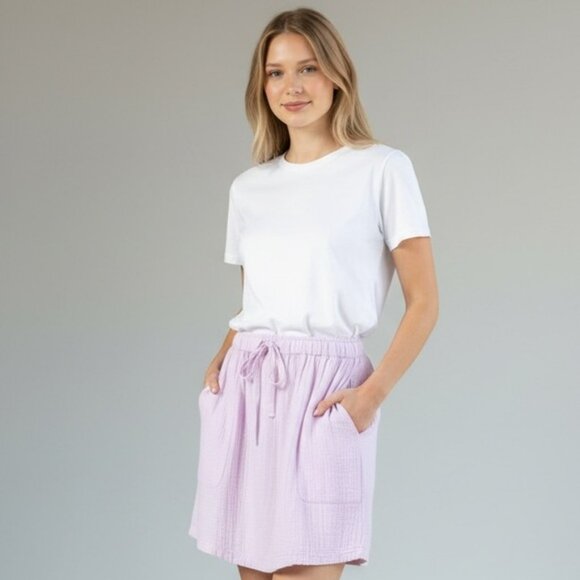 Lilla P Organic Cotton Short Skirt With Pockets In Orchid Size Small NEW - Picture 2 of 6